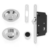 AW110RPC - Alexander & Wilks Radius Sliding Door Lock Set &lpar;Round Roses&rpar;  - Polished Chrome
