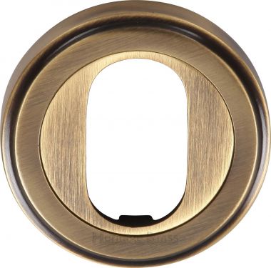 Click Here To Enlarge This Photo Of V5010-AT Heritage Brass Oval Profile Cylinder Escutcheon Antique Brass Finish
