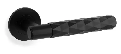 Click Here To Enlarge This Photo Of AW226BL - Alexander & Wilks Diamond Cut Spitfire Lever on Round Rose - Black