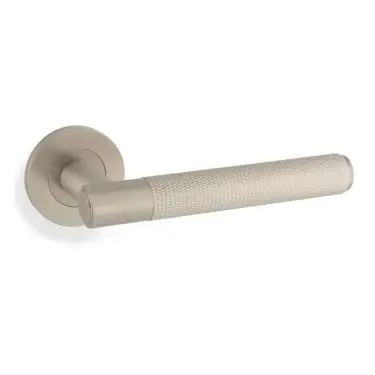 Click Here To Enlarge This Photo Of AW220SN - Alexander & Wilks Spitfire Lever Knurled on 50x6mm Rose - Satin Nickel