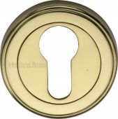 V5020-PB Heritage Brass Euro Profile Cylinder Escutcheon Polished Brass Finish