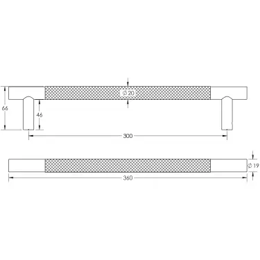 Click Here To Enlarge This Photo Of JV1800ABB2B Frelan Hardware Jedo 'Bari' 300mm x 19mm Knurled Pull Handles - Antique Brass &lpar;Back to Back Pair&rpar;