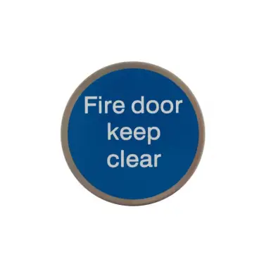 Click Here To Enlarge This Photo Of Atlantic - AS75FDKCASSS 'Fire Door Keep Clear' Disc Sign 75mm &lpar;Self Adhesive&rpar; - Satin Stainless Steel