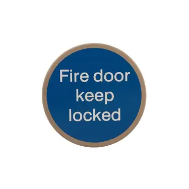 Click Here To Enlarge This Photo Of Atlantic - AS75FDKLASSS 'Fire Door Keep Locked' Disc Sign 75mm &lpar;Self Adhesive&rpar; - Satin Stainless Steel