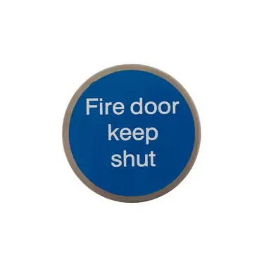 Click Here To Enlarge This Photo Of Atlantic - AS75FDKSASSS 'Fire Door Keep Shut' Disc Sign 75mm &lpar;Self Adhesive&rpar; - Satin Stainless Steel