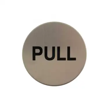 Click Here To Enlarge This Photo Of Atlantic - AS75PULLASSS 'Pull' Disc Sign 75mm &lpar;Self Adhesive&rpar; - Satin Stainless Steel