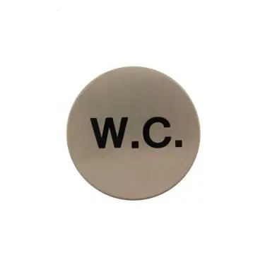 Click Here To Enlarge This Photo Of Atlantic - AS75WCASSS 'WC' Disc Sign 75mm &lpar;Self Adhesive&rpar; - Satin Stainless Steel