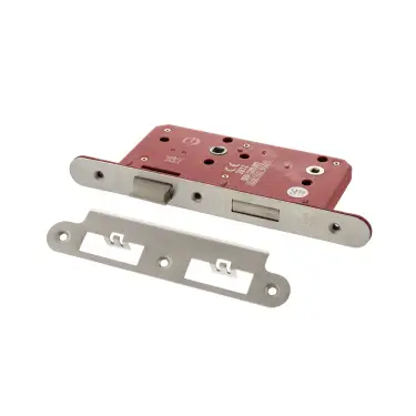 Click Here To Enlarge This Photo Of Atlantic - ALKDINRB60SC DIN &lpar;Radius&rpar; Bathroom lock 60mm Backset &lpar;78mm c&sol;c&rpar; - Satin Chrome