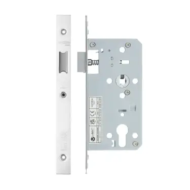 Click Here To Enlarge This Photo Of VDL0055-L-PSS - Zoo Hardware Vier DIN Latch 55mm Backset with 2pc Square Forend - Polished Stainless Steel Finish