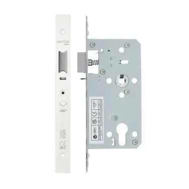 Click Here To Enlarge This Photo Of VDL7255-NL-PCW - Zoo Hardware Vier DIN Nightlatch 55mm Backset &lpar;72mm Centres&rpar; with 2pc Square Forend - Powder Coated White Finish