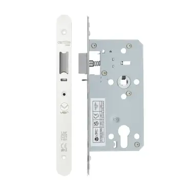 Click Here To Enlarge This Photo Of VDL7255-NL-R-PCW - Zoo Hardware Vier DIN Nightlatch 55mm Backset &lpar;72mm Centres&rpar; with 2pc Radius Forend - Powder Coated White Finish