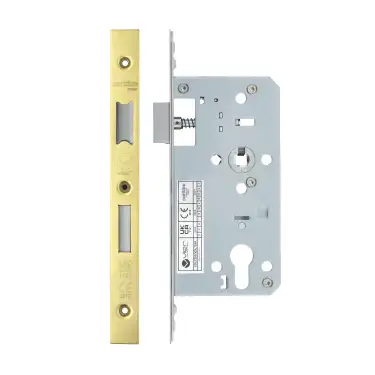 Click Here To Enlarge This Photo Of VDL7255-PVDG - Zoo Hardware Vier DIN Euro Sashlock 55mm Backset &lpar;72mm Centres&rpar; with 2pc Square Forend - PVD Gold Finish