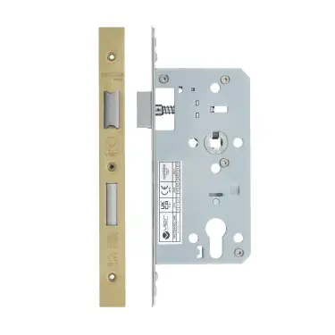 Click Here To Enlarge This Photo Of VDL7255-PVDSB - Zoo Hardware Vier DIN Euro Sashlock 55mm Backset &lpar;72mm Centres&rpar; with 2pc Square Forend - PVD Satin Brass Finish