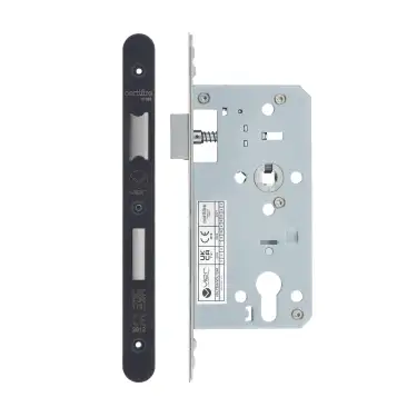 Click Here To Enlarge This Photo Of VDL7255-R-PVDBLK - Zoo Hardware Vier DIN Euro Sashlock 55mm Backset &lpar;72mm Centres&rpar; with 2pc Radius Forend - PVD Black Finish
