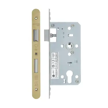 Click Here To Enlarge This Photo Of VDL7255-R-PVDSB - Zoo Hardware Vier DIN Euro Sashlock 55mm Backset &lpar;72mm Centres&rpar; with 2pc Radius Forend - PVD Satin Brass Finish