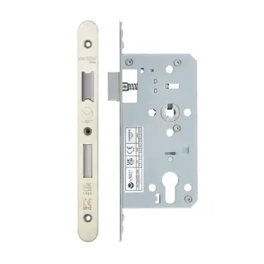 Click Here To Enlarge This Photo Of VDL7255-R-SSS - Zoo Hardware Vier DIN Euro Sashlock 55mm Backset &lpar;72mm Centres&rpar; with 2pc Radius Forend - Satin Stainless Steel Finish