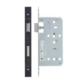 VDL7855-PCB - Zoo Hardware Vier DIN Bathroom Lock 55mm Backset &lpar;78mm Centres&rpar; with 2pc Square Forend - Powder Coated Black Finish