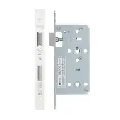 VDL7855-PCW - Zoo Hardware Vier DIN Bathroom Lock 55mm Backset &lpar;78mm Centres&rpar; with 2pc Square Forend - Powder Coated White Finish