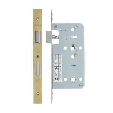 Click Here To Enlarge This Photo Of VDL7855-PVDSB - Zoo Hardware Vier DIN Bathroom Lock 55mm Backset &lpar;78mm Centres&rpar; with 2pc Square Forend - PVD Satin Brass Finish