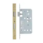 VDL7855-PVDSB - Zoo Hardware Vier DIN Bathroom Lock 55mm Backset &lpar;78mm Centres&rpar; with 2pc Square Forend - PVD Satin Brass Finish