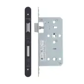 VDL7855-R-PVDBLK - Zoo Hardware Vier DIN Bathroom Lock 55mm Backset &lpar;78mm Centres&rpar; with 2pc Radius Forend - PVD Black Finish