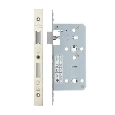 Click Here To Enlarge This Photo Of VDL7855-SSS - Zoo Hardware Vier DIN Bathroom Lock 55mm Backset &lpar;78mm Centres&rpar; with 2pc Square Forend - Satin Stainless Steel Finish