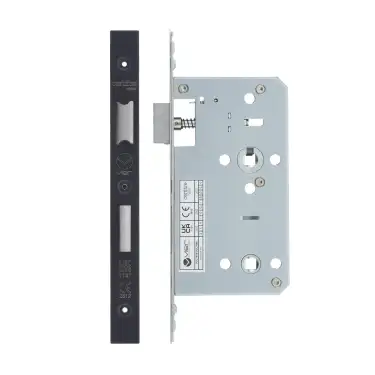 Click Here To Enlarge This Photo Of VDL7860-PVDBLK - Zoo Hardware Vier DIN Bathroom Lock 60mm Backset &lpar;78mm Centres&rpar; with 2pc Square Forend - PVD Black Finish