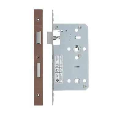 Click Here To Enlarge This Photo Of VDL7860-PVDBZ - Zoo Hardware Vier DIN Bathroom Lock 60mm Backset &lpar;78mm Centres&rpar; with 2pc Square Forend - PVD Bronze Finish