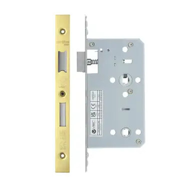 Click Here To Enlarge This Photo Of VDL7860-PVDG - Zoo Hardware Vier DIN Bathroom Lock 60mm Backset &lpar;78mm Centres&rpar; with 2pc Square Forend - PVD Gold Finish