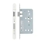 VDL7860-R-PCW - Zoo Hardware Vier DIN Bathroom Lock 60mm Backset &lpar;78mm Centres&rpar; with 2pc Radius Forend - Powder Coated White Finish