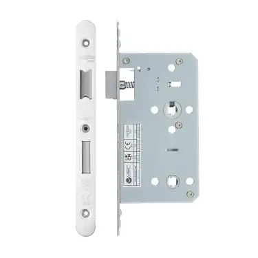 Click Here To Enlarge This Photo Of VDL7860-R-PSS - Zoo Hardware Vier DIN Bathroom Lock 60mm Backset &lpar;78mm Centres&rpar; with 2pc Radius Forend - Polished Stainless Steel Finish