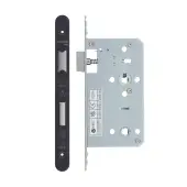 VDL7860-R-PVDBLK - Zoo Hardware Vier DIN Bathroom Lock 60mm Backset &lpar;78mm Centres&rpar; with 2pc Radius Forend - PVD Black Finish