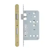 VDL7860-R-PVDSB - Zoo Hardware Vier DIN Bathroom Lock 60mm Backset &lpar;78mm Centres&rpar; with 2pc Radius Forend - PVD Satin Brass Finish