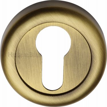 Click Here To Enlarge This Photo Of V6724-AT Heritage Brass Euro Profile Cylinder Escutcheon Antique Brass Finish
