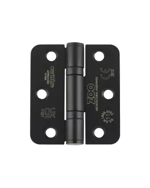 Click Here To Enlarge This Photo Of ZHSS7667R-PCB - Zoo Hardware Grade 11 CE Fire Rated Ball Bearing Hinges &lpar;Radius&rpar; 76 x 67 x 2&period;5mm - Powder Coated Black