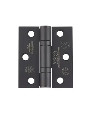 Click Here To Enlarge This Photo Of ZHSS7667S-MB - Zoo Hardware Grade 11 CE Fire Rated Ball Bearing Hinges &lpar;Square&rpar; 76 x 67 x 2&period;5mm - Matt Black