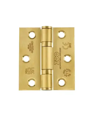 Click Here To Enlarge This Photo Of ZHSS7667S-PVDSB - Zoo Hardware Grade 11 CE Fire Rated Ball Bearing Hinges &lpar;Square&rpar; 76 x 67 x 2&period;5mm - PVD Satin Brass