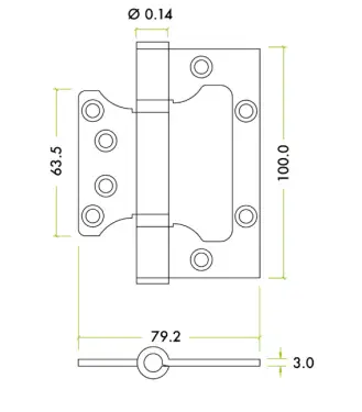 Click Here To Enlarge This Photo Of ZHSSFH-243S-P - Zoo Hardware Grade 11 CE Fire Rated Flush &sol; Interleaf Hinges - Polished Stainless Steel