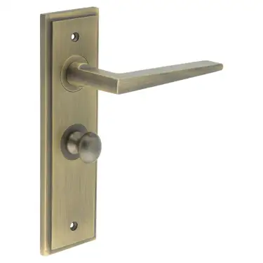 Click Here To Enlarge This Photo Of BUR-10AB-453AB-80AB Frelan Hardware Burlington 'Mayfair' Door Handles on 57mm Bathroom Backplate with Antique Brass Turn & Release &lpar;Inner 1&rpar;