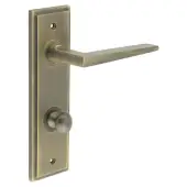 BUR-10AB-456AB-80AB Frelan Hardware Burlington 'Mayfair' Door Handles on 78mm DIN Bathroom Backplate with Antique Brass Turn & Release &lpar;Inner 1&rpar;
