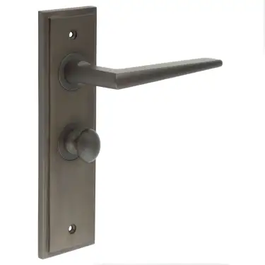 Click Here To Enlarge This Photo Of BUR-10DB-453DB-80DB Frelan Hardware Burlington 'Mayfair' Door Handles on 57mm Bathroom Backplate with Dark Bronze Turn & Release &lpar;Inner 1&rpar;