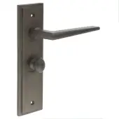 BUR-10DB-453DB-80DB Frelan Hardware Burlington 'Mayfair' Door Handles on 57mm Bathroom Backplate with Dark Bronze Turn & Release &lpar;Inner 1&rpar;