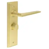 BUR-10SB-453SB-81SB Frelan Hardware Burlington 'Mayfair' Door Handles on 57mm Bathroom Backplate with Satin Brass Turn & Release &lpar;Inner 3&rpar;