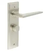BUR-10SN-453SN-81SN Frelan Hardware Burlington 'Mayfair' Door Handles on 57mm Bathroom Backplate with Satin Nickel Turn & Release &lpar;Inner 3&rpar;