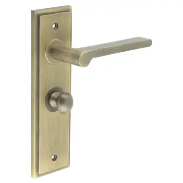 Click Here To Enlarge This Photo Of BUR-15AB-453AB-80AB Frelan Hardware Burlington 'Fitzrovia' Door Handles on 57mm Bathroom Backplate with Antique Brass Turn & Release &lpar;Inner 1&rpar;