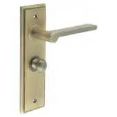 BUR-15AB-453AB-80AB Frelan Hardware Burlington 'Fitzrovia' Door Handles on 57mm Bathroom Backplate with Antique Brass Turn & Release &lpar;Inner 1&rpar;