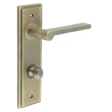 Click Here To Enlarge This Photo Of BUR-15AB-456AB-80AB Frelan Hardware Burlington 'Fitzrovia' Door Handles on 78mm DIN Bathroom Backplate with Antique Brass Turn & Release &lpar;Inner 1&rpar;