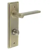 BUR-15AB-456AB-80AB Frelan Hardware Burlington 'Fitzrovia' Door Handles on 78mm DIN Bathroom Backplate with Antique Brass Turn & Release &lpar;Inner 1&rpar;