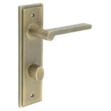 Click Here To Enlarge This Photo Of BUR-15AB-456AB-81AB Frelan Hardware Burlington 'Fitzrovia' Door Handles on 78mm DIN Bathroom Backplate with Antique Brass Turn & Release &lpar;Inner 3&rpar;