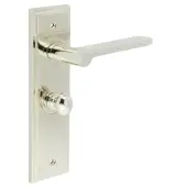 BUR-15PN-453PN-80PN Frelan Hardware Burlington 'Fitzrovia' Door Handles on 57mm Bathroom Backplate with Polished Nickel Turn & Release &lpar;Inner 1&rpar;